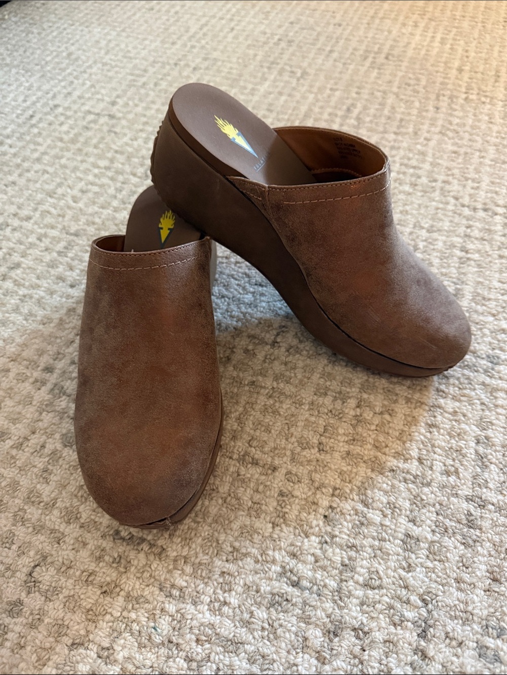 Volatile Brown Suede Platform Clog Mules